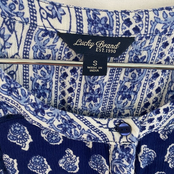 Lucky Brand royal blue paisley printed button up s - Picture 7 of 10